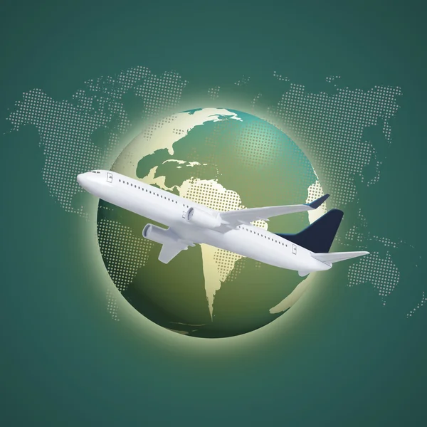 Airplane with World Map — Stock Photo, Image