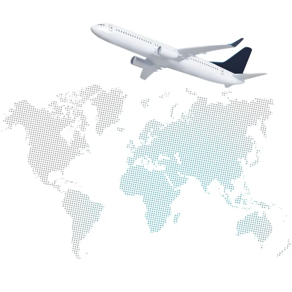 Avião com mapa do mundo — Fotografia de Stock