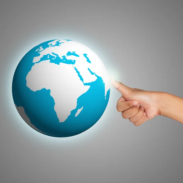Hand and earth globe icon — Stock Photo, Image