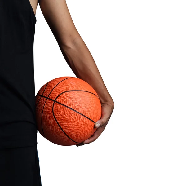 Баскетбольний м'яч в руках — стокове фото