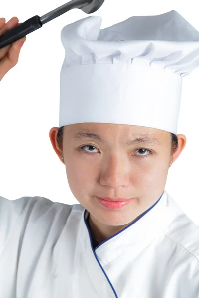 Portrait of excited female chef — Stock Photo, Image