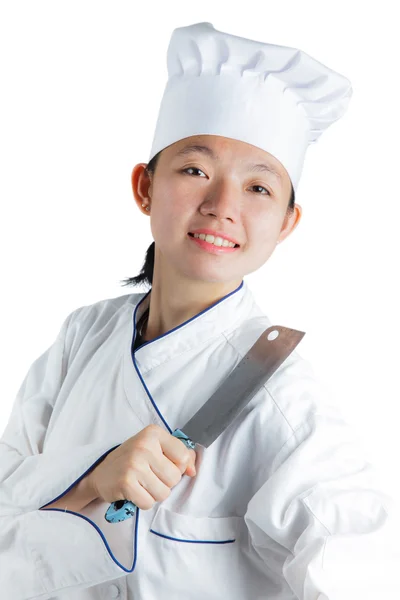 Potret koki wanita yang bersemangat — Stok Foto