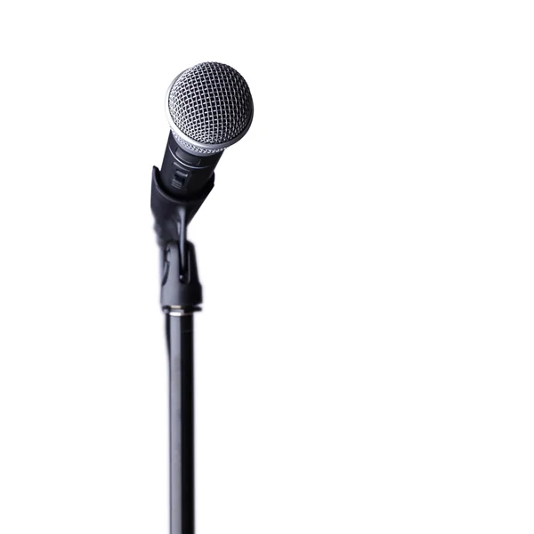 Micrófono en soporte sobre fondo blanco — Foto de Stock