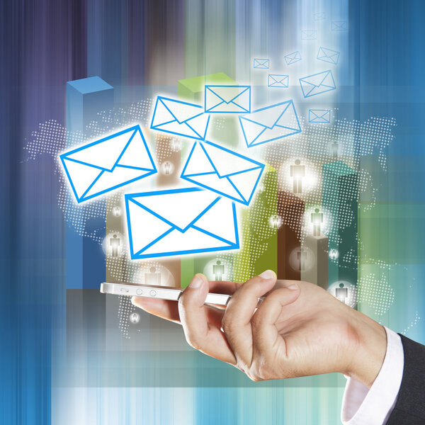 Concept of sending e-mails from your smartphone
