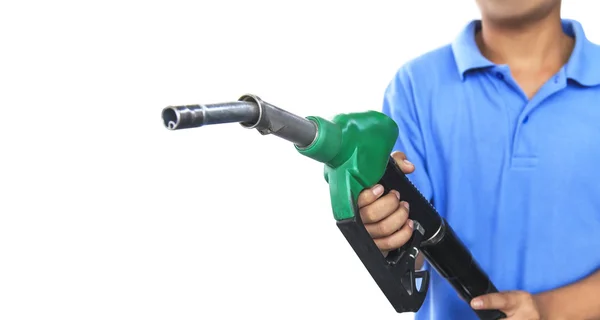 Bomba de gasolina para repostar coche en gasolinera —  Fotos de Stock