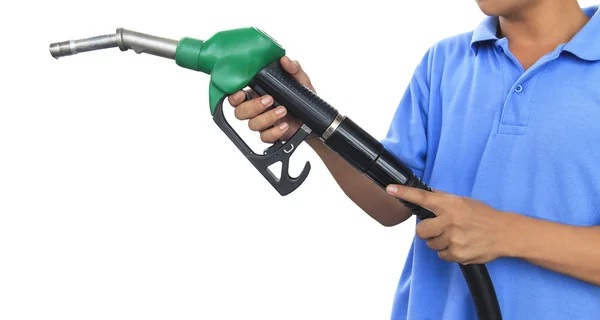 Bomba de gasolina para repostar coche en gasolinera — Foto de Stock