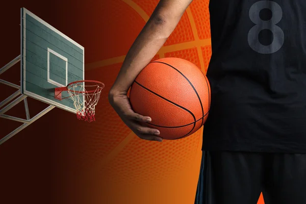 Close-up af basketballspiller med bold - Stock-foto
