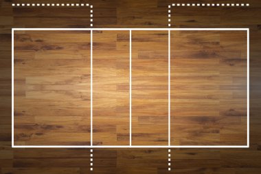 Aerial view of a hardwood volleyball court clipart