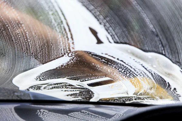 Car wash from inside the windscreen soapy — Stock Photo, Image