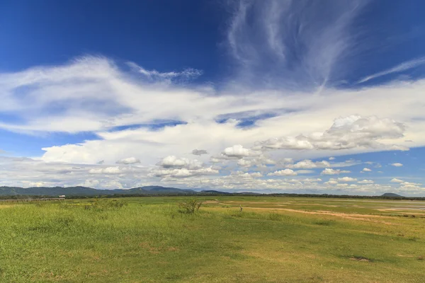 Paisaje de campo con cielo azul — Foto de Stock