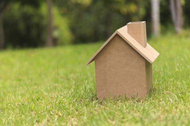 Yeşil çimenlerin üzerinde ahşap ev