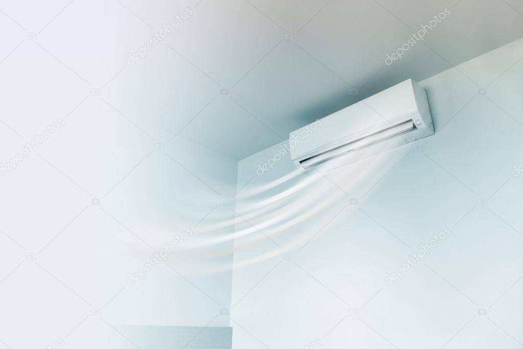 Air conditioner on wall background