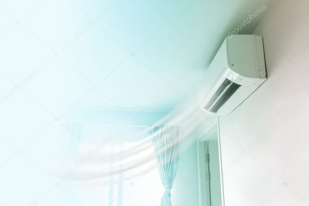 Air conditioner on wall background