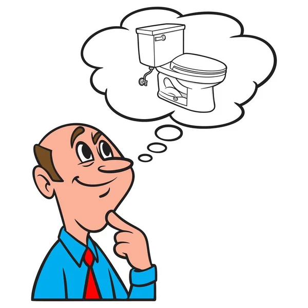 Pensare Bagno Cartone Animato Illustrazione Uomo Che Pensa Bagno — Vettoriale Stock