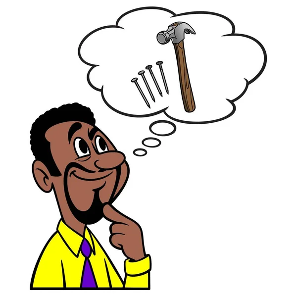 Man Thinking Construction Project Cartoon Illustration Man Thinking Construction Project — Διανυσματικό Αρχείο