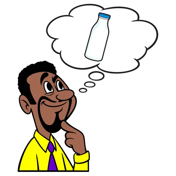 一个人在想一瓶牛奶 一个人在想一瓶牛奶的卡通画 — 图库矢量图片