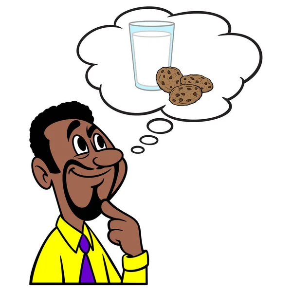 Man Thinking Milk Cookies Cartoon Illustration Man Thinking Milk Cookies — 图库矢量图片