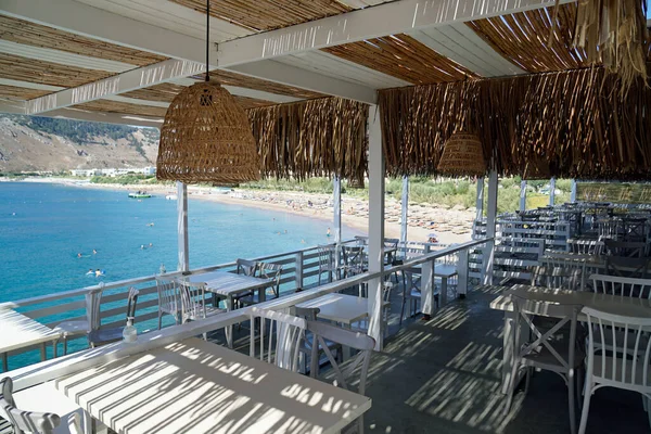 Restauracja Widokowa Plaży Kolymbia Wyspie Rodos — Zdjęcie stockowe