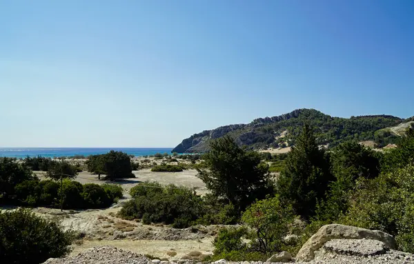 Traganou Beach Road Rodes Greece — стоковое фото