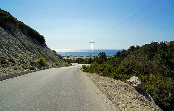 Traganou Spiaggia Strada Rodi Grecia — Foto Stock