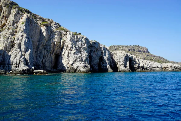 Oceano Cristalino Costa Ilha Rhodes — Fotografia de Stock