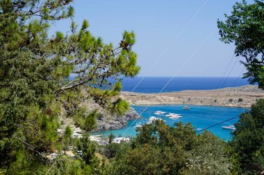 Rhodes Adası 'ndaki Lindoların manzaralı manzarası