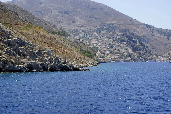 Morze Skały Wybrzeżu Pobliżu Wyspy Rodos — Zdjęcie stockowe