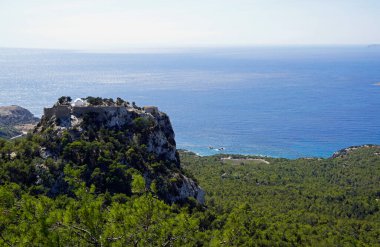 Yunanca Rhodes 'daki Monolithos Şatosu 