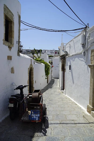 Vielas Estreitas Lindos Rhoes Island Grécia — Fotografia de Stock