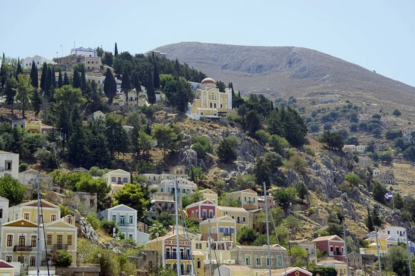 Маленька Гавань Острова Симі Греції — стокове фото