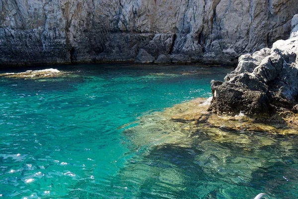Oceano Cristalino Costa Ilha Rhodes — Fotografia de Stock