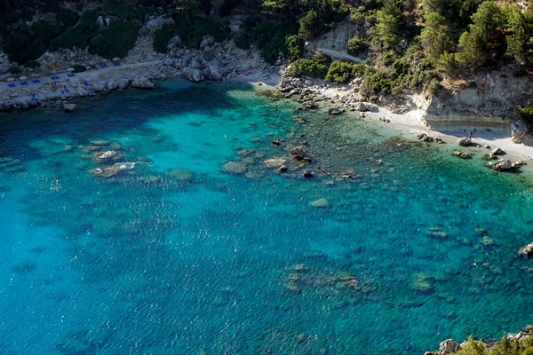 Rhodes Adası Ndaki Faliraki Yakınlarındaki Sahil Şeridine Bakınız — Stok fotoğraf