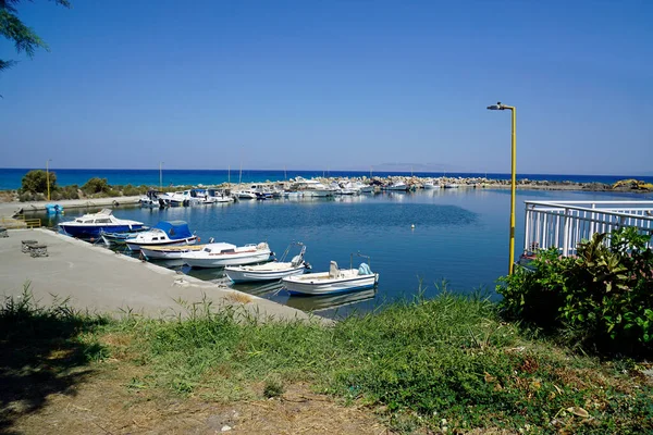 Piccolo Porto Pescatori Rodi Costa Occidentale Grecia — Foto Stock