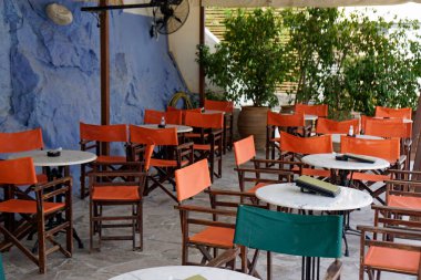 Rhodes Adası 'ndaki geleneksel Yunan taverna restoranı