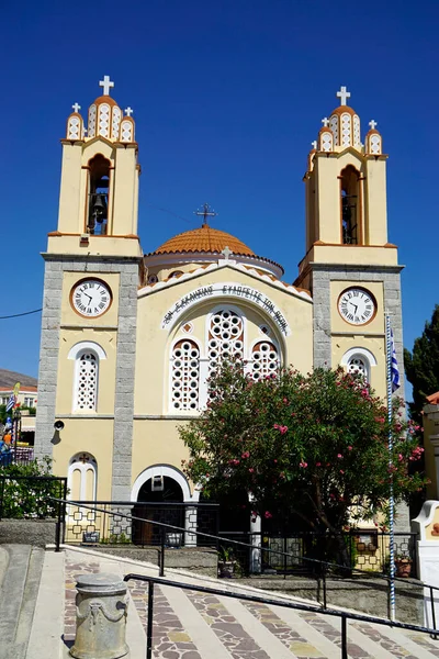 Iglesia Pequeño Pueblo Isla Rhodes — Foto de Stock