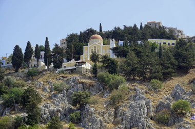 symi, Greek, circa August 2021 - limandaki küçük köy