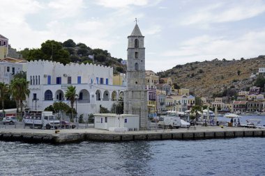 symi, Greek, circa August 2021 - limandaki küçük köy