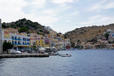 symi, Greek, circa August 2021 - limandaki küçük köy
