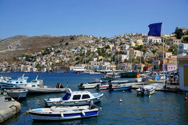 Symi Grèce Vers Août 2021 Petit Village Port — Photo