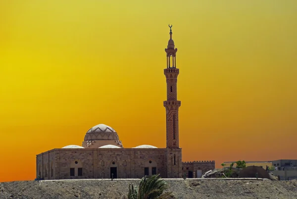 Mosque in egypt at sunset — Stock Photo, Image