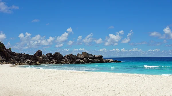 Granitfelsen auf der Großen Anse lizenzfreie Stockbilder