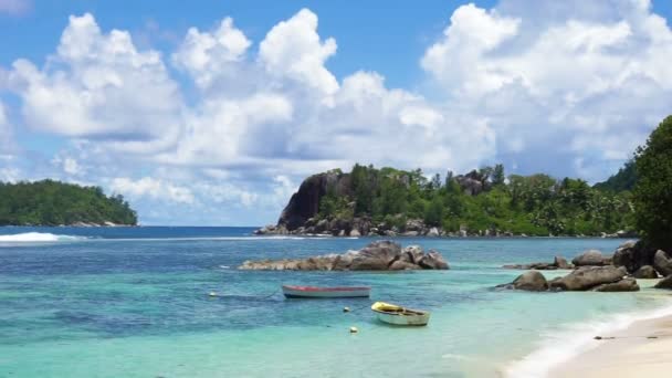 Natuurlijke kust van de Seychellen — Stockvideo