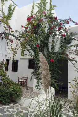 Kamari santorini adasında geleneksel Yunanistan evler