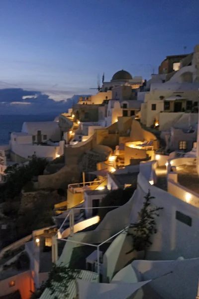 Night scene from greece village oia on santorini — Stock Photo, Image