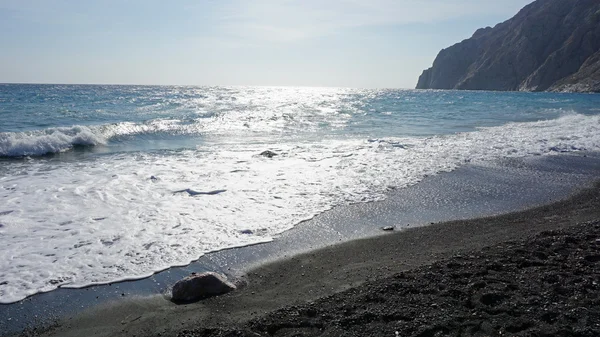 volkanik kamari beach santorini siland üzerinde