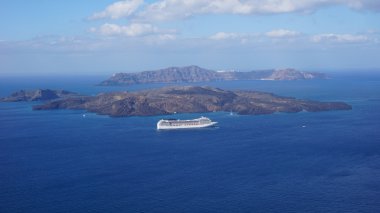 volcan caldera, athinios görünümünü santorini üzerinde