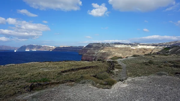 Santorini Adası megalochori volkanik manzara — Stok fotoğraf