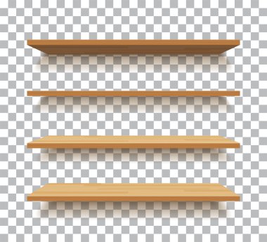 vector empty wooden shelf isolated background clipart