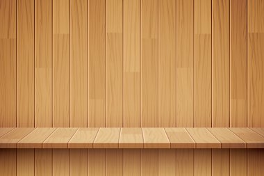 vektör boş ahşap raf arka plan