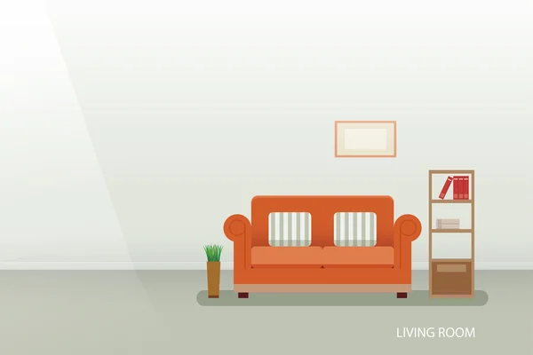 Interior de una sala de estar diseño plano — Vector de stock